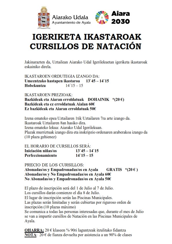 CURSILLOS DE NATACIÓN